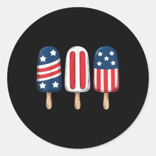 4th Of July Popsicle Patriotic American Flag Classic Round Sticker