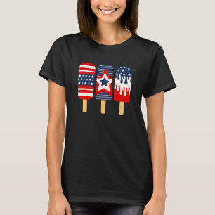 4th Of July Popsicle Red White Blue American Flag T-Shirt