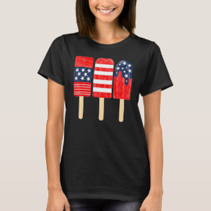4th Of July Popsicle Red White Blue American Flag T-Shirt