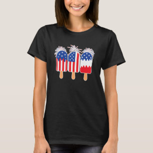 4th Of July Popsicle Red White Blue American Flag  T-Shirt