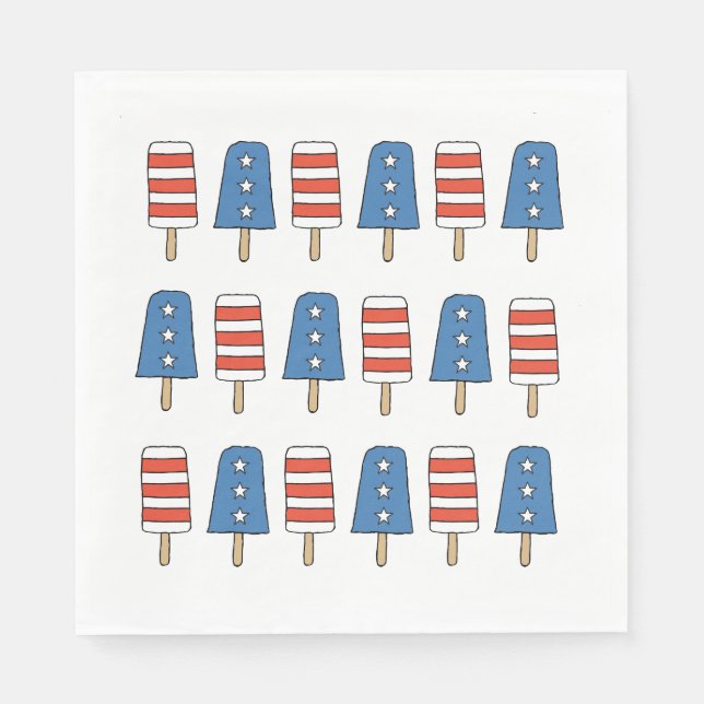 4th of July Popsicles 4th of July Independence Day Napkin (Front)