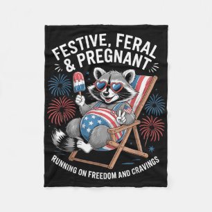 4th Of July Pregnancy Announcement Feral And Pregn Fleece Blanket
