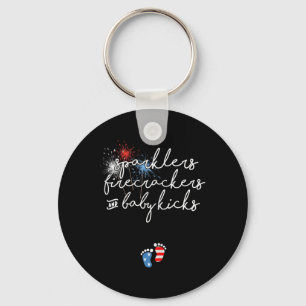 4th Of July Pregnancy Announcement Keychain