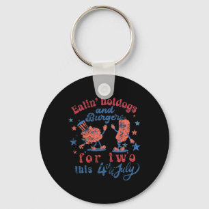 4th Of July Pregnancy Eating Hotdogs And Burger Fo Keychain
