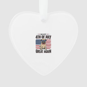 4th of July Pug Patriotic Vintage Shirt Design_1 Ornament