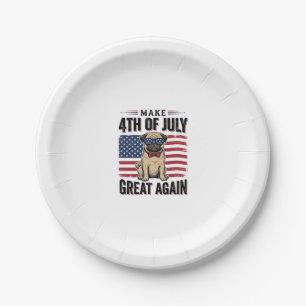 4th of July Pug Patriotic Vintage Shirt Design_1 Paper Plate