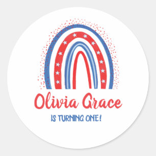 4th of July Rainbow Birthday Classic Round Sticker
