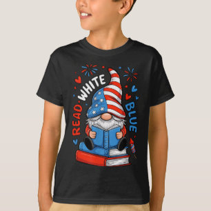 4th of July Reading Gnome Red White Blue T-Shirt