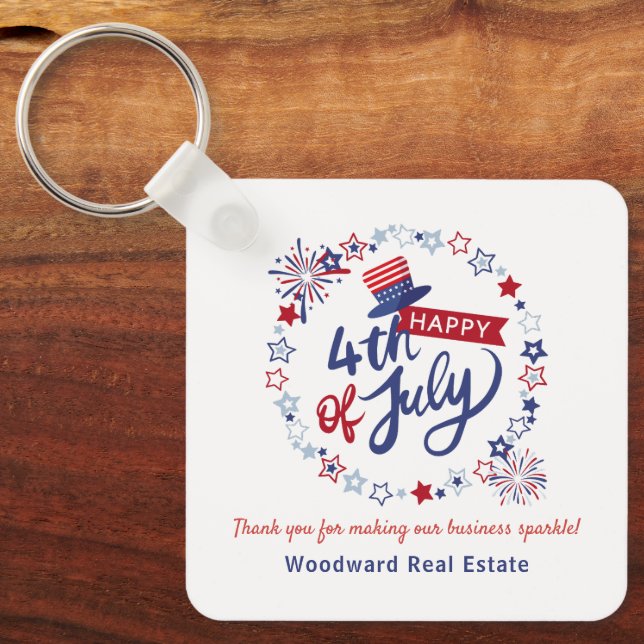 4th of July | Real Estate Budget Personalized  Keychain (Front)