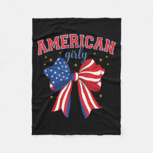 4th of July Red White and Blue American Girly Fleece Blanket