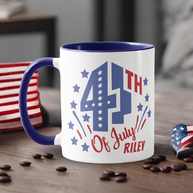 4th of July Red White and Blue Custom Name Mug (4th of July Red White and Blue Custom Name Mug.  Just add your name!)