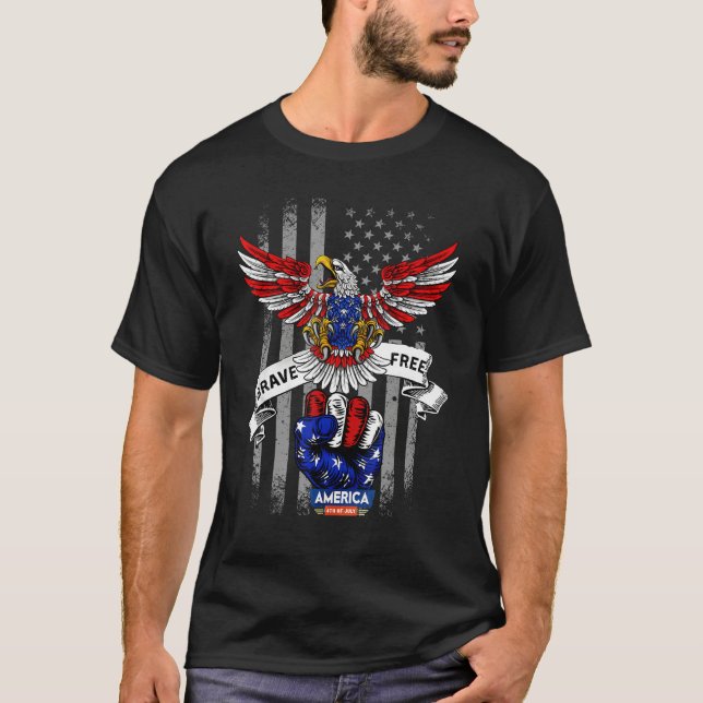 4th of July Red White and Blue Eagle Sunglasses US T-Shirt (Front)