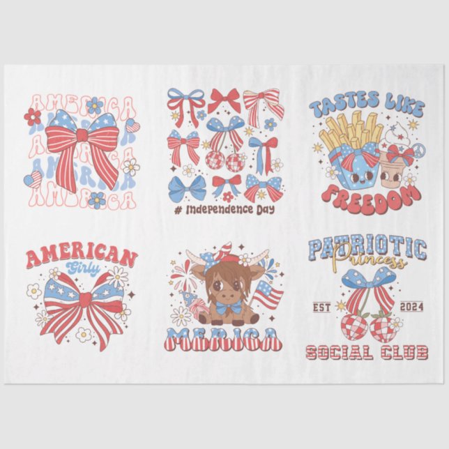 4th of July Red White and Blue for Arts & Crafts Tissue Paper (Front)