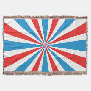 4th Of July Red, White, and Blue Sunburst Throw Blanket