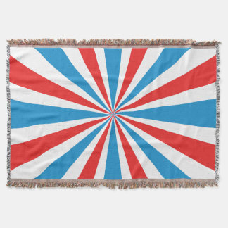 4th Of July Red, White, and Blue Sunburst Throw Blanket