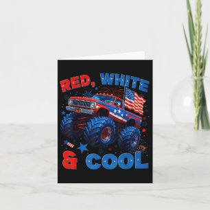 4th Of July Red White And Cool Monster Truck Firew Card