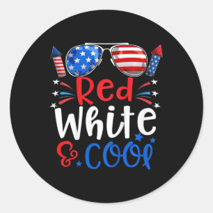 4th Of July Red White And Cool Patriotic Boys Kids Classic Round Sticker