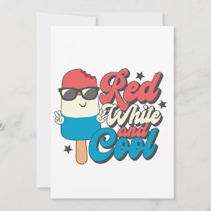 4th Of July Red White And Cool Popsicles  Invitation