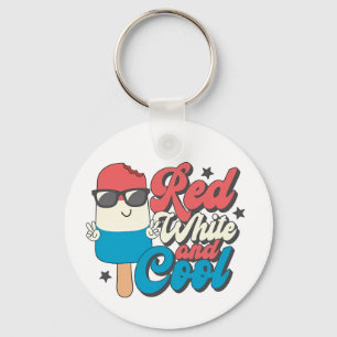 4th Of July Red White And Cool Popsicles Keychain