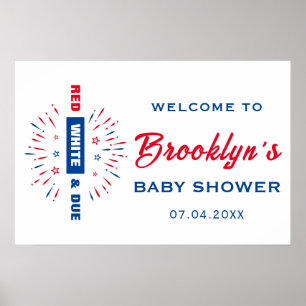 4th Of July Red White And Due Baby Shower Welcome Poster