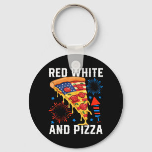 4th Of July Red White And Pizza Patriotic Usa Food Keychain