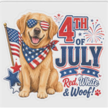 4th of July Red White and Woof Patriotic Dog Stick