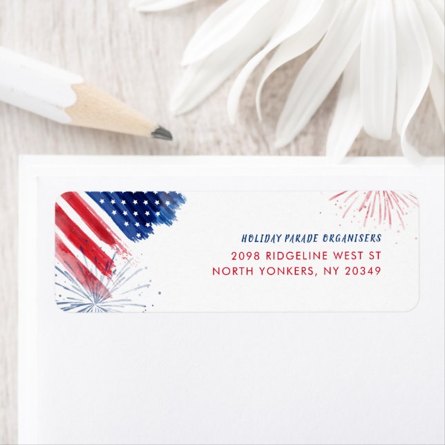4th of July Red White Blue Business Return Address (Insitu)