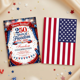 4th of July Red White Blue Fireworks Party  Invitation