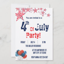 4th of July Red White Blue Fireworks Party 