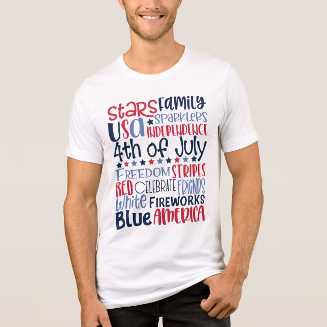 4th of July Red White Blue Modern Typography Tri-Blend Shirt (Front)