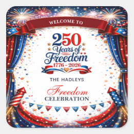 4th of July Red White Blue Party Square Sticker