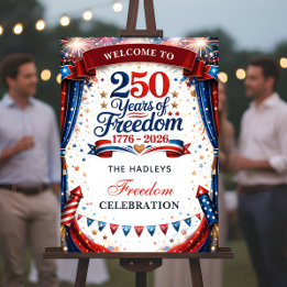 4th of July Red White Blue Party Welcome Poster