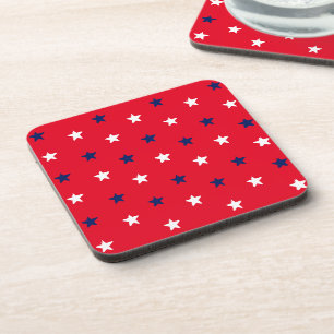 4th of July red white blue patriotic stars pattern Coaster