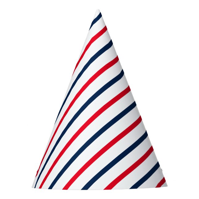 4th of July red white blue patriotic stripes Party Hat (Front)