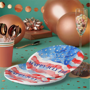 4th of July Red White Blue Stars  Paper Plate