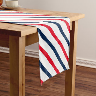 4th of July red white blue stripes patriotic Short Table Runner