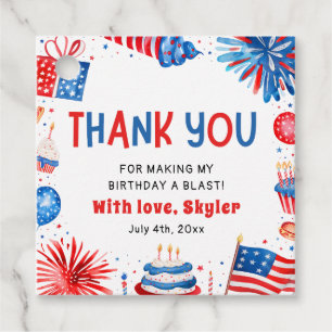 4th of July Red White Blue Summer Birthday Party  Favour Tags