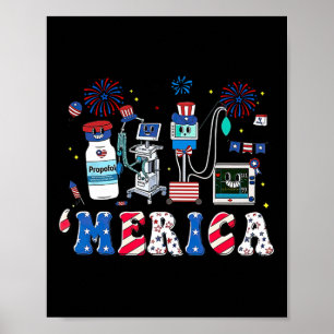 4th Of July Red White Icu Nurse Care Er Ed Rn Micu Poster