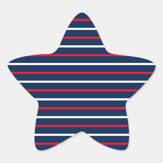 4th of July red white navy blue patriotic stripes Star Sticker (Front)