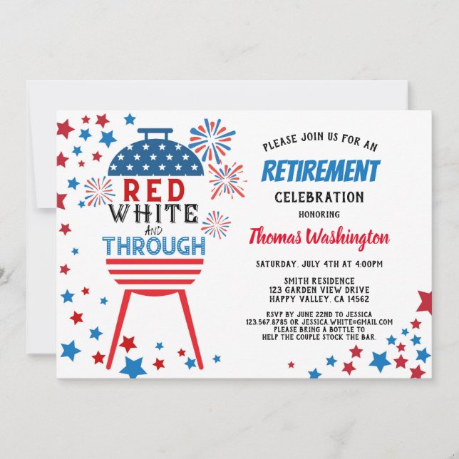 4th of July Retirement Celebration Party Invitation (Front)