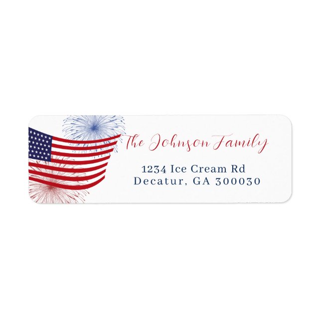 4th of July return address label. (Front)