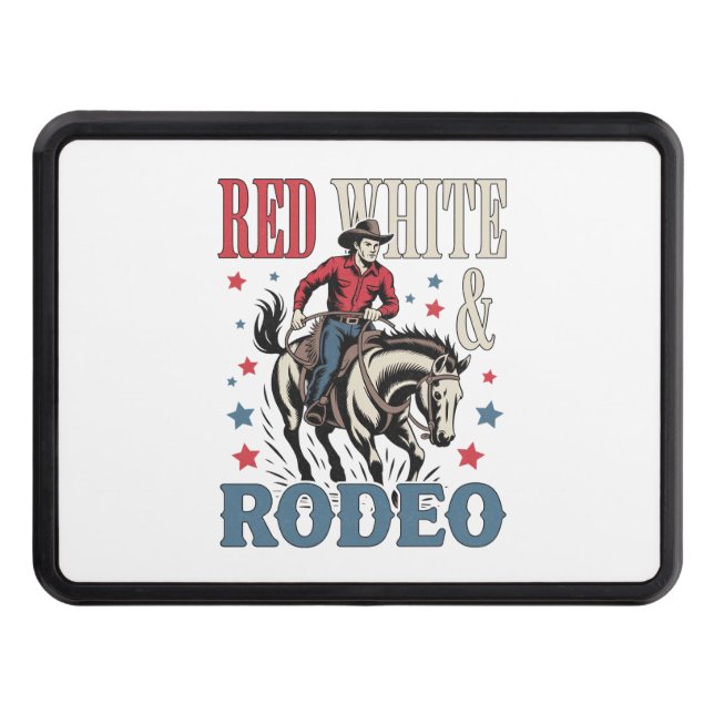 4th of July Rodeo Cowboy Trailer Hitch Cover (Front)