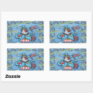 4TH OF JULY ROOSTER, FUNNY PATRIOTIC CHICKEN STICKER