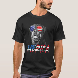 4th Of July Rottweiler Merica American Flag Patrio T-Shirt