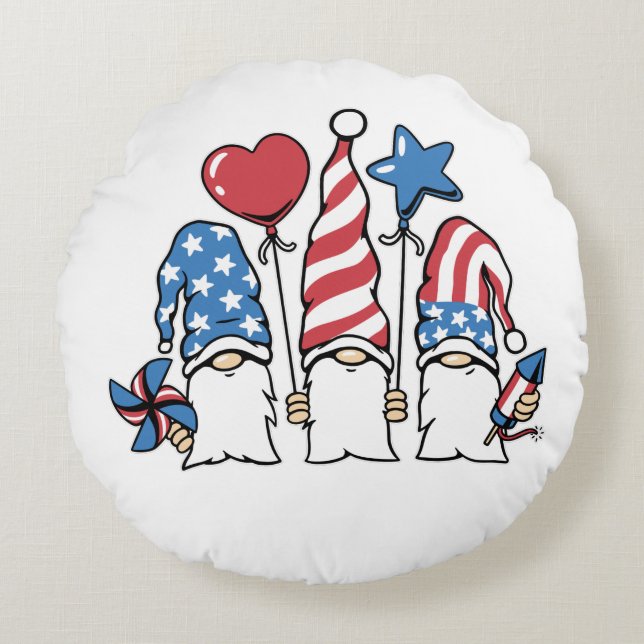 4th of July Round Pillow (Front)