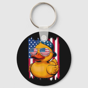 4th Of July Rubber Duck Patriotic Fourth Of July F Keychain