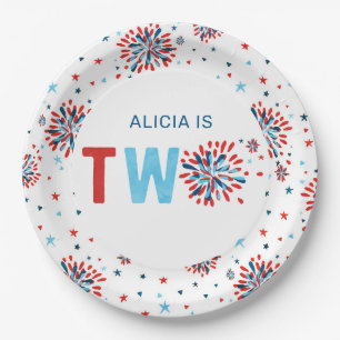 4th of July Second Birthday Paper Plate