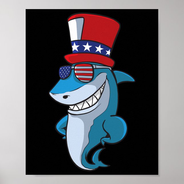 4th Of July Shark For Kids  Poster (Front)