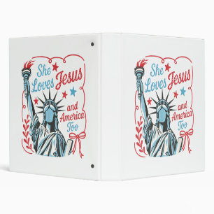 4th of July She Loves Jesus and America Too Christ Binder