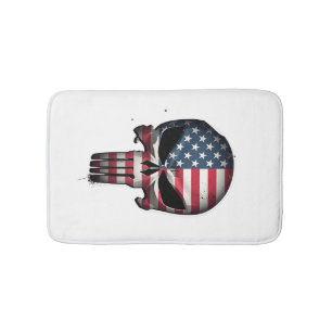 4th Of July Shirt For Women Men American Flag Skul Bath Mat
